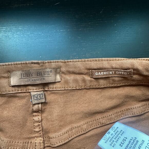 Judy Blue Jeans 15 32 Wide Leg Brown Garment Dyed Stretch Straight Leg Cropped - Picture 5 of 12